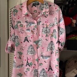 Karl Lagerfeld Pink Paris Print Shirt